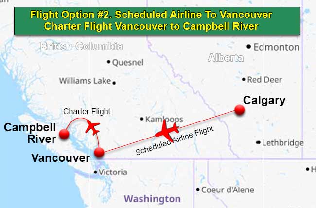 Calgary to Vancouver connection for charter flights to Campbell River