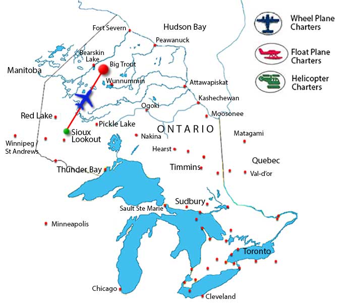 Sioux Lookout to Big Trout Lake  route