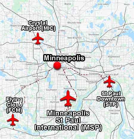 Minneapolis area airports serving private charters